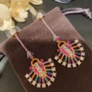 

Bilincolor colorful zircon fun style long earrings, earrings for women wedding party and gift