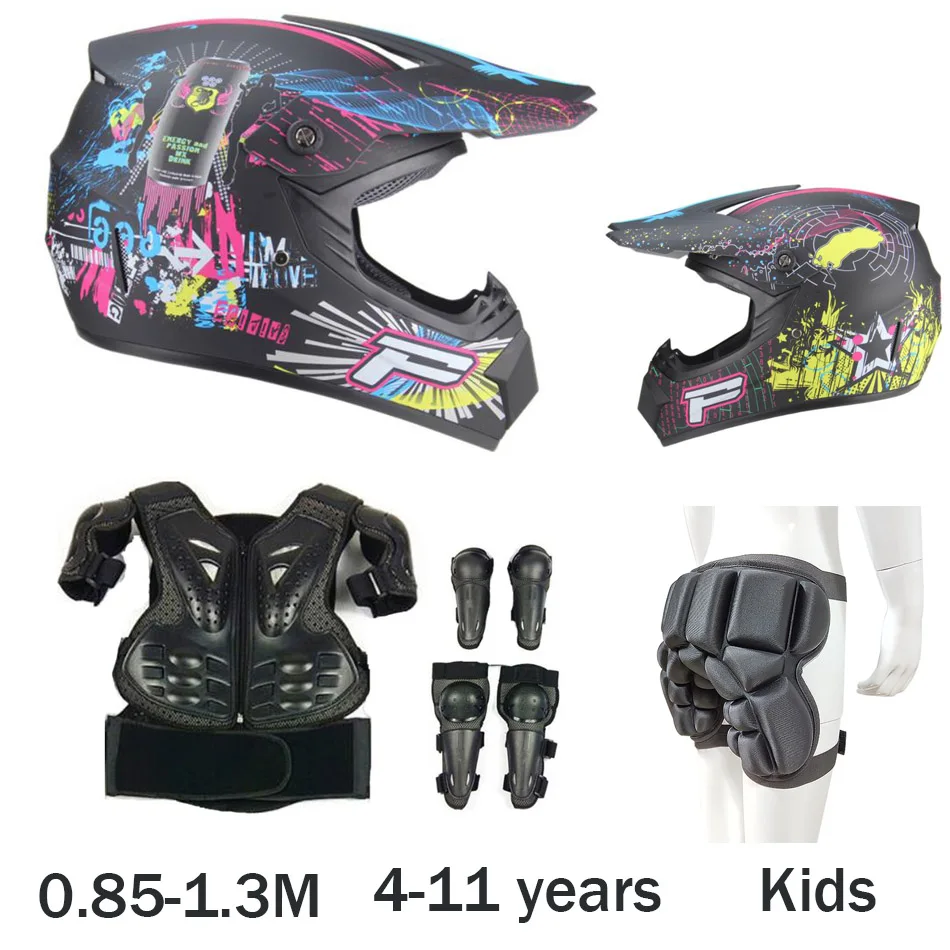 52-55 см окружность головы детей латка Мотокросс полноразмерный защитный чехол-Броня мотоциклетный шлем до колена защита для локтей для малышей - Цвет: SET G