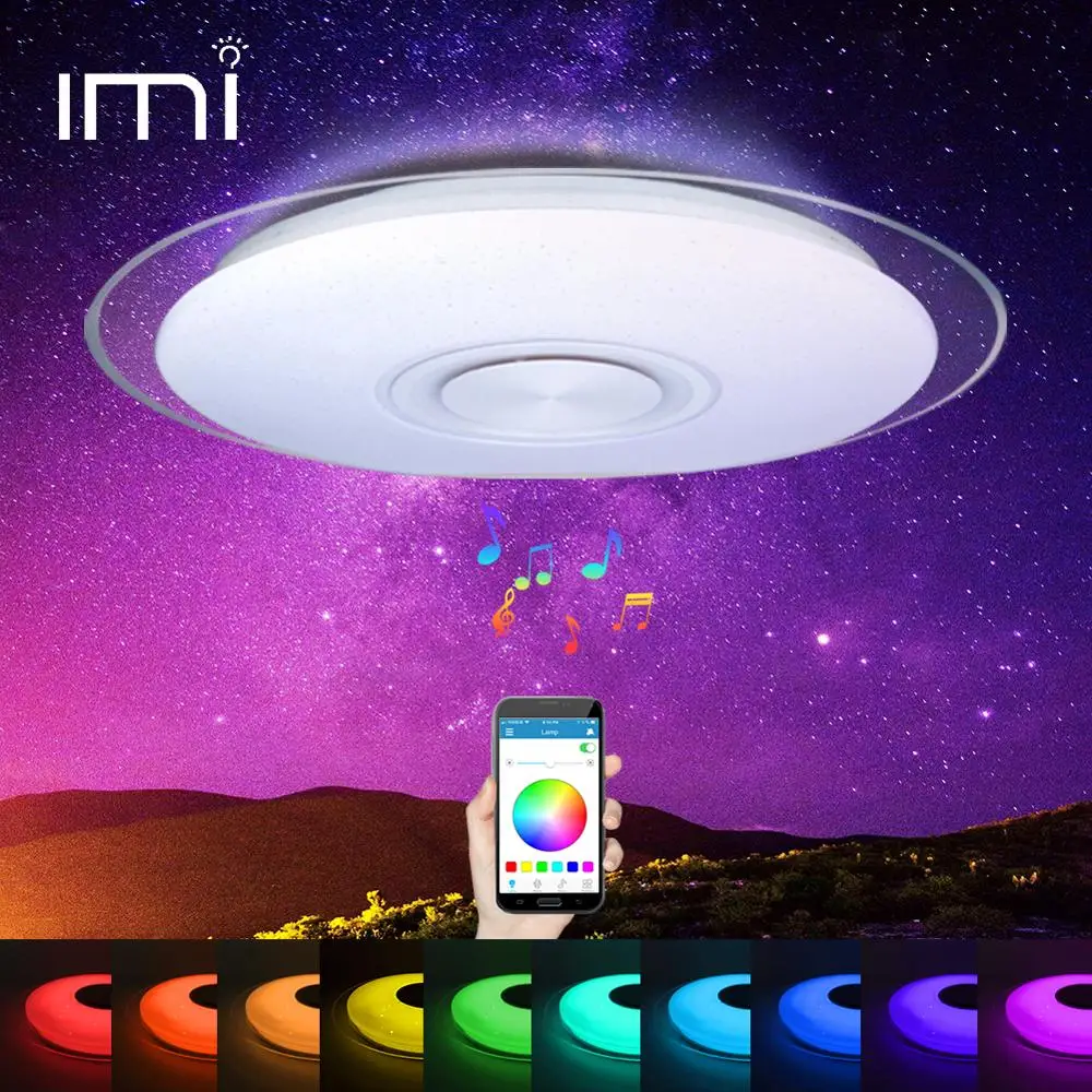 RGB Mordern Светодиодный потолочный светильник, Диммируемый 220 В приложение дистанционное управление Bluetooth и Музыка динамик Красочные спальня