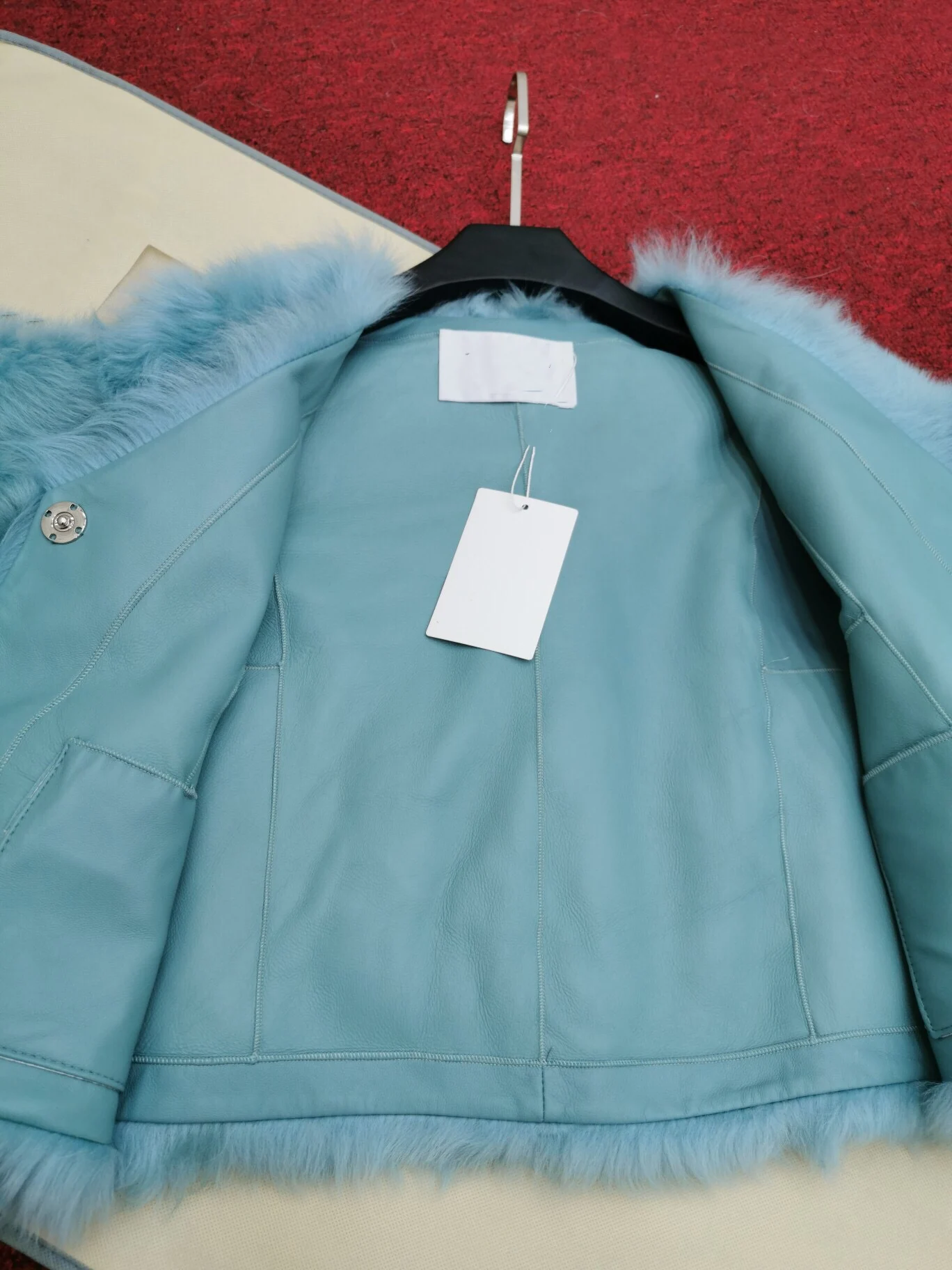 2010 New Arrival Spring Clothes Women High Quality Wool Sheepskin White Brown Turquoise Jacket Fashion V Neck Thick Fur Coat