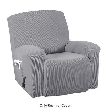

Anti Slip With Pockets Couch Stretch Sofa Protector Slipcover Chair Living Room Modern Recliner Cover Solid Polyester Washable