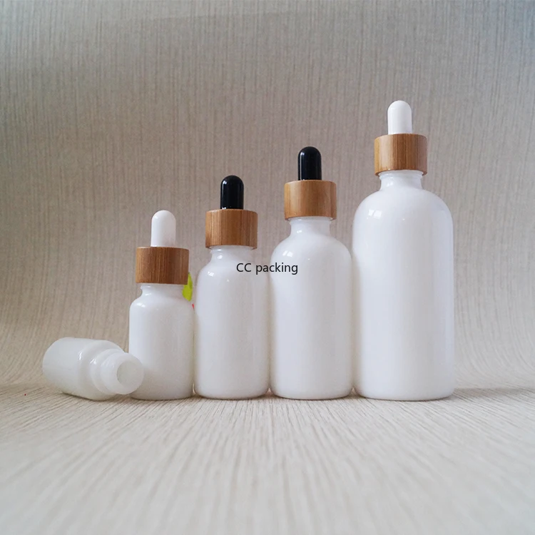 CBD переработанное бамбуковое масло для бороды 15 мл 30 мл 50 мл 100 мл белый фарфор эфирное масло стеклянная бутылка-капельница с Золотая крышка с капельницей