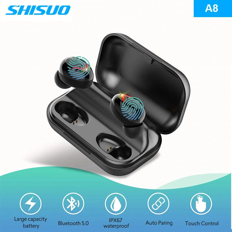 SHISUO новые беспроводные Bluetooth наушники для Xiaomi huawei samsung Phone IPX7 водонепроницаемые наушники с длительным сроком службы батареи