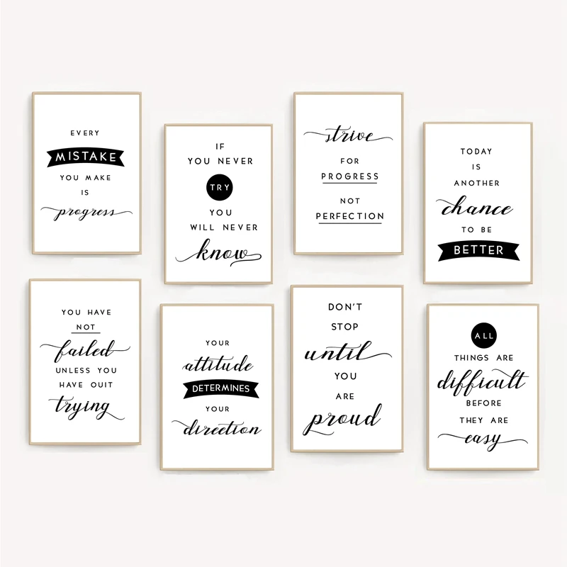 

Quote Canvas Painting Minimalist Nordic Poster Inspiring Words Wall Art Prints for Home Room Decor Frameless Picture