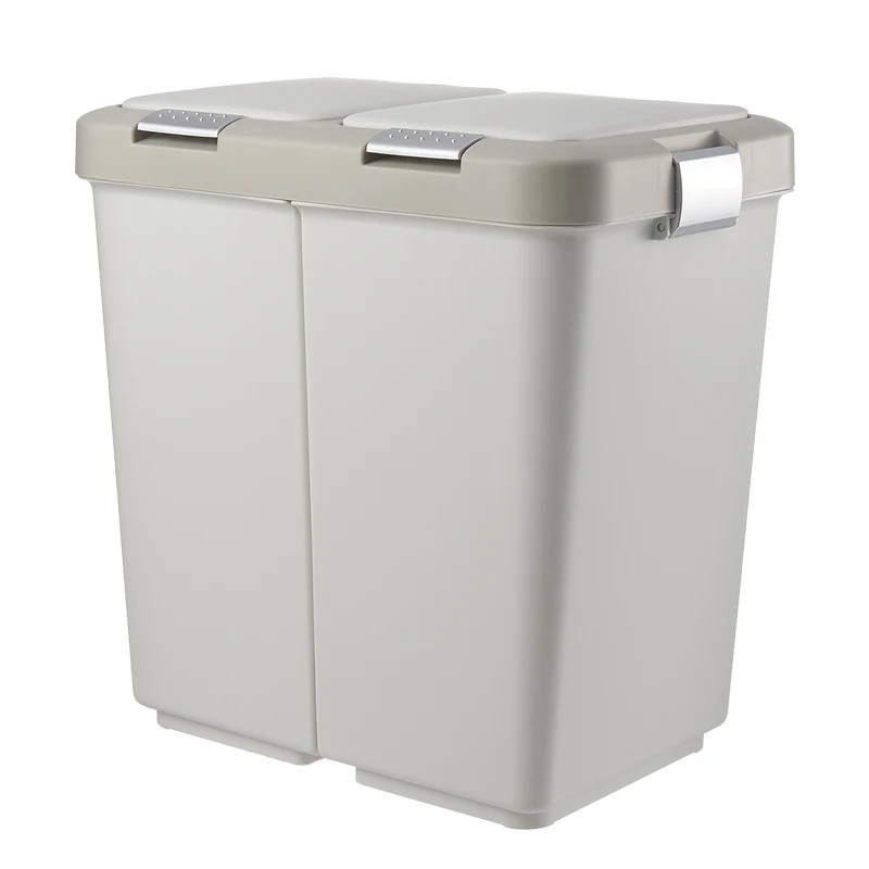 Сортировочный мусорный бак Ванная комната Кухня Корзина Бытовая отделение для сухого и мокрого мусорного ведра нордический стиль мусорного ведра - Цвет: White Grey