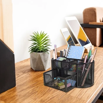 

Multifunction Practical Desk Pen Holder Organizer Mesh Metal Pencil Storage Box Stationery Container for Office Home School