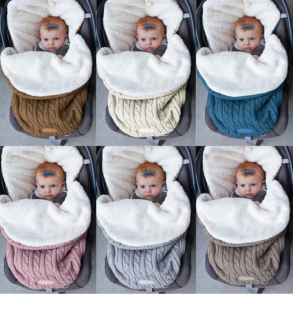 Зимние теплые спальные мешки для новорожденных; вязаная пеленка для младенцев; пеленка для коляски; одеяло для малышей; спальные мешки; мягкие спальные мешки