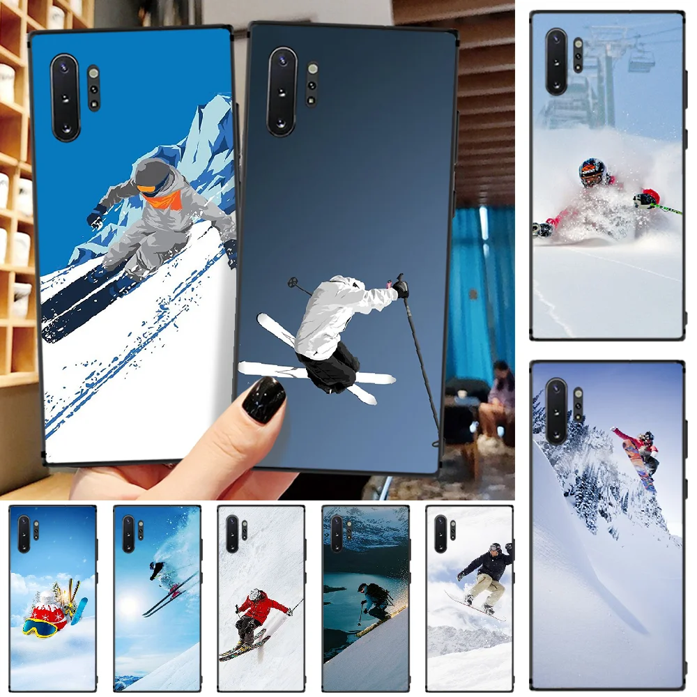 

OFFeier Skiing Snow Snowboard Skis Bling Cute Phone Case For Samsung Note4 5 7 8 9 10 Note10 Pro M10 20 30