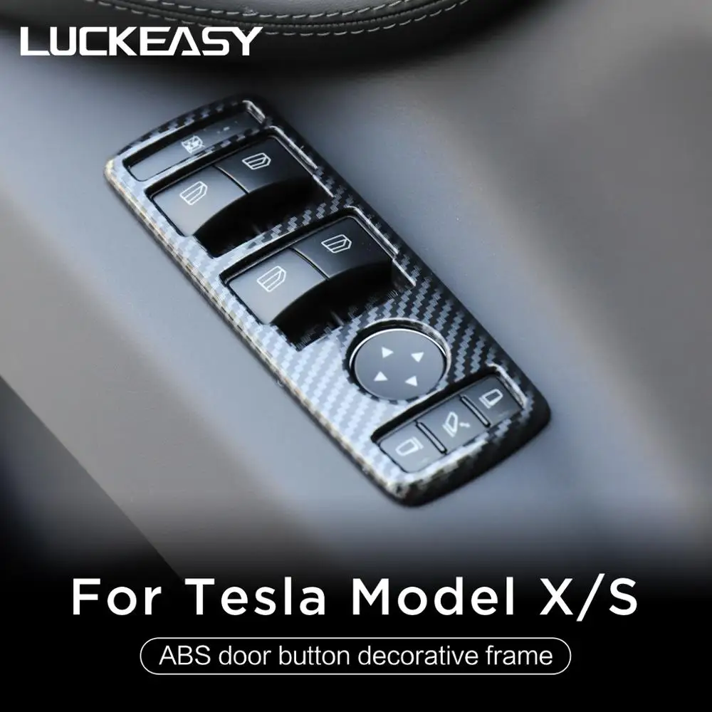 LUCKEASY двери автомобиля декоративная рамка для кнопки патч для Tesla модель X- из АБС-пластика с украшением в виде пуговицы защита 5 шт./компл