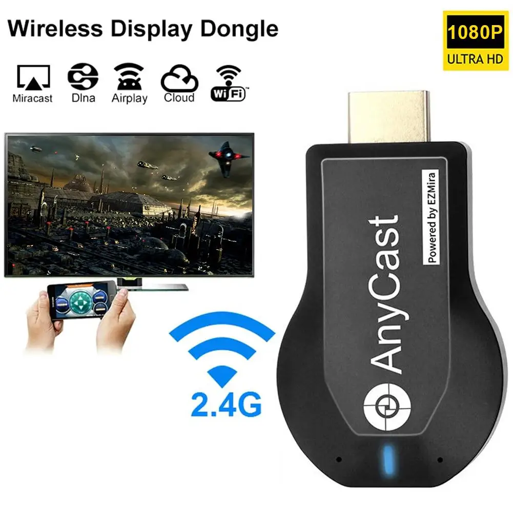 aixu TV Stick 1080P Wireless WiFi Display TV Dongle Receptor para Anycast M2 Plus Azul 