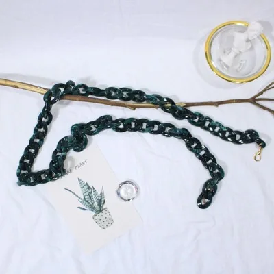 Acrylic Retro Bag With DIY Leopard Color Thick Chain Resin Vintage Portable Accessories Bag High Quality Chain Shoulder Strap