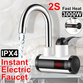 

220V 3000W Electric Kitchen Water Heater Tap Instant Hot Cold Heating Faucet Tankless Instantaneous Water Heater
