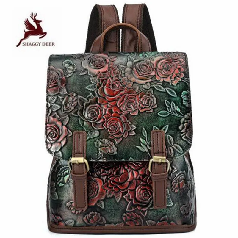 

European style vintage embossing top layer cowhide quality Backpack genuine Leather lady Backpack