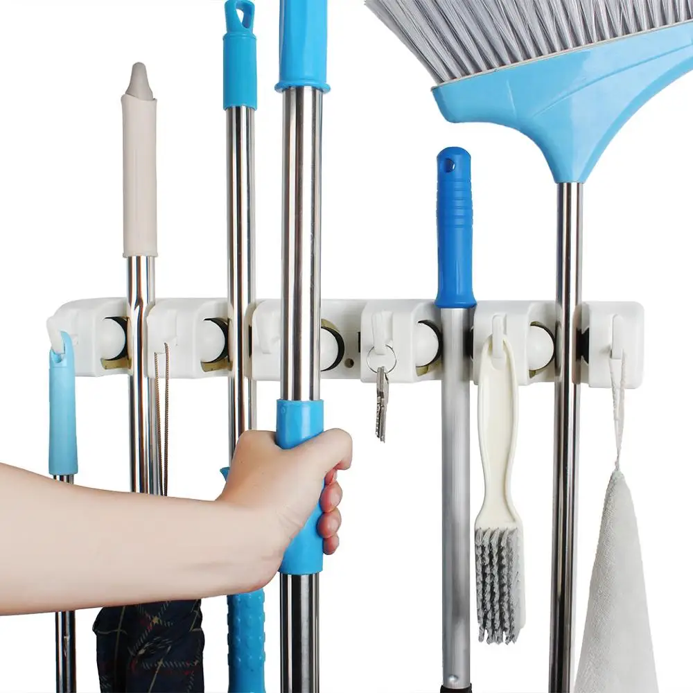 Mop Broom Holder Organizer, 8 Pcs SType Wall Mounted Cleaning Tools