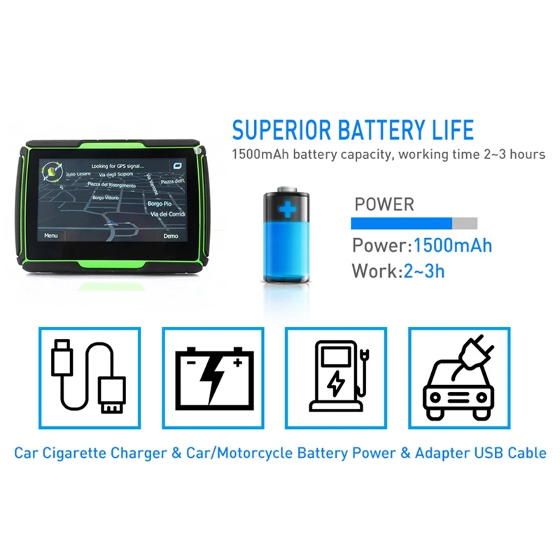 Обновлено 256M Ram 8Gb Flash 4,3 дюймов мото Gps навигатор Водонепроницаемый Bluetooth мотоцикл Gps автомобильный навигатор карта Южной Америки