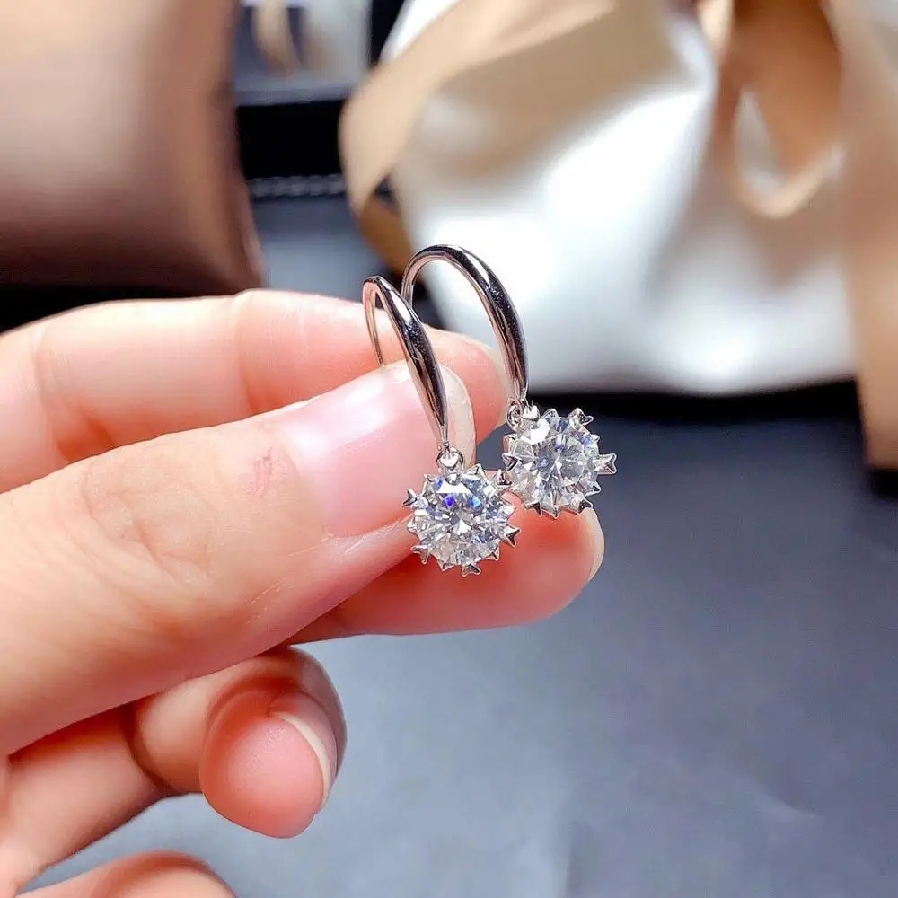 

Серьги из стерлингового серебра 925 пробы, классические ювелирные изделия с бриллиантами, бриллианты Mosan, 2CT, круглые серьги 6,5mmx2, подарок для свадебной вечеринки ea