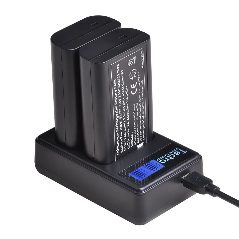 2 шт. 3050 мАч DMW-BLJ31 батарея для Panasonic LUMIX S1, S1R, S1H беззеркальных камер DMWBLJ31 батареи+ ЖК-зарядное устройство USB