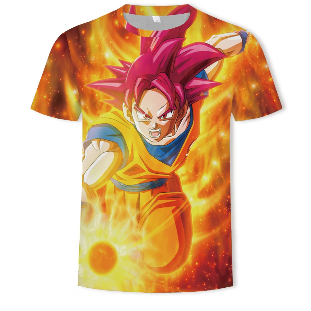 New Men's Summer Short Sleeve Round Neck T-shirt Fashion 3D Printing Dragon Ball Series New Men's Tops Parent-child Wear