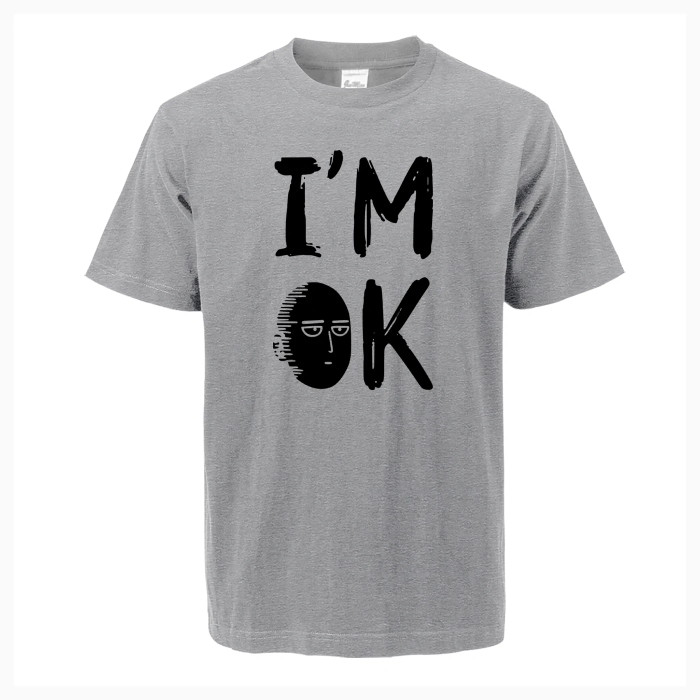 Japan Anime One Punch Man Print Men T-Shirt I'm Ok Cotton High Quality 2019 Summer New Style Harajuku Fashion Fitness T Shirt | Мужская