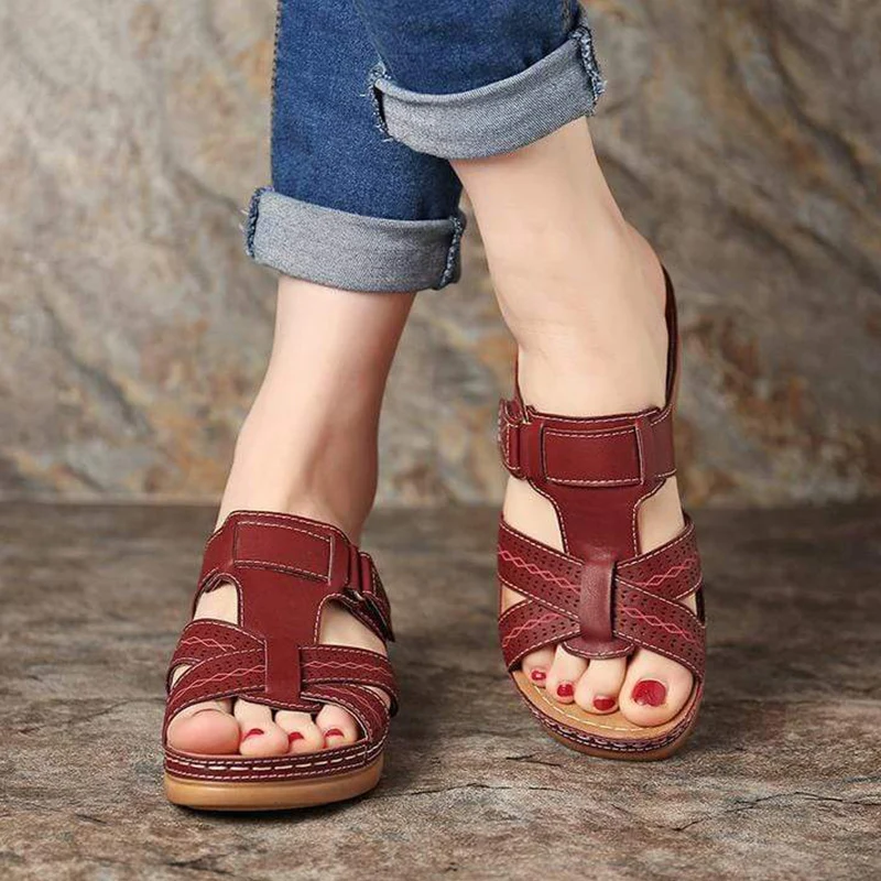

Women PU Leather Shoes Comfy Platform Flat Sole Ladies Casual Soft Big Toe Foot Correction Sandal Orthopedic Bunion Corrector