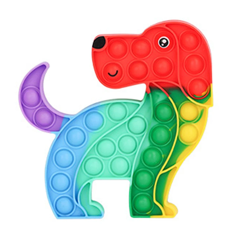 Rainbow Push Bubble Animal Fidget Toys Sensory Autism Squeeze Stress Reliever Mini Toys Game Simple Dimple Fidget Relax Toy
