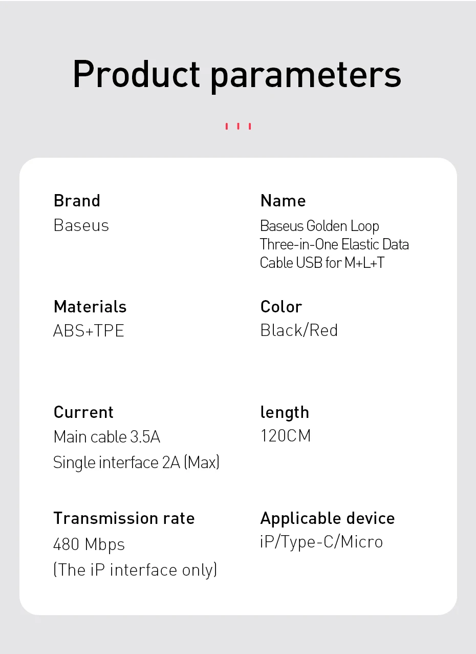 Baseus 3 в 1 USB кабель 3.5A Тип C микро провод для быстрого заряда для Iphone huawei samsung Зарядка Регулируемый type-C USB-C кабель для передачи данных