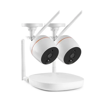 

1080P 4Ch Fhd Mini Wireless Video Surveillance System Wifi 2Pcs 2Mp Ip Camera Two-Way o Pir Home Security Cctv Kit Eu Plug