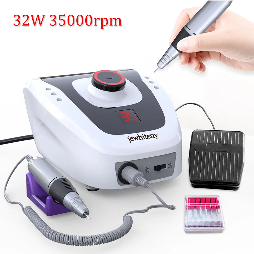 Comprar 32W 35000RPM Pro aparato eléctrico de taladro de uñas para limas para manicura y pedicura con cortador de uñas artístico