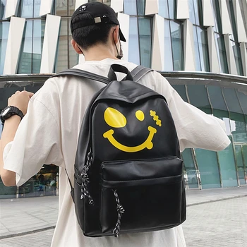 

SMILE Wild Junior High School Smiley Face Backpack Backpack Fashion Brand Street Trend School Bag Female Middle School Students