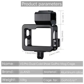 

2020 V3 Pro Metal Vlog Case Cage for Gopro Hero Black 7 6 5 Cold Shoe Case with Battery Microphone Adapter Mic Cable Clip