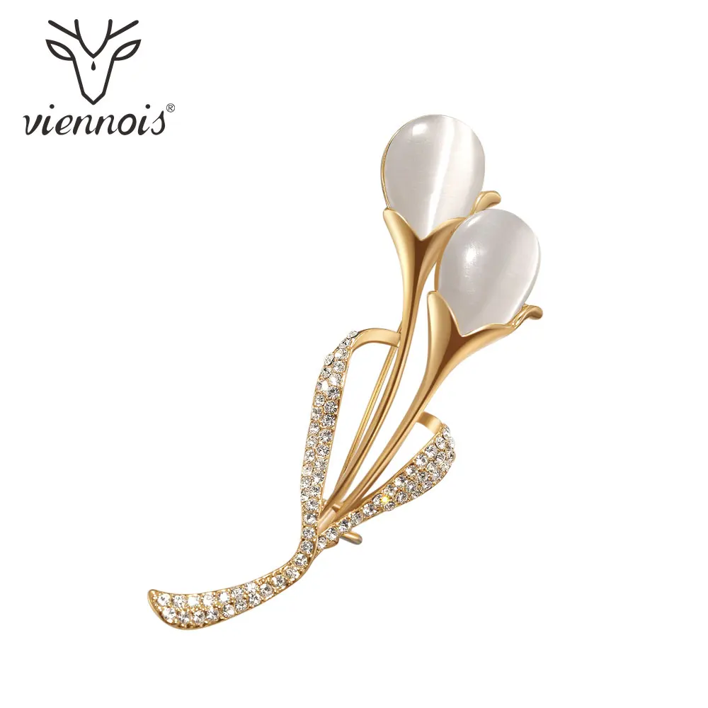 Viennois Брошь В Виде Цветка на булавке Новая Модная бижутерия золотой цвет циркон