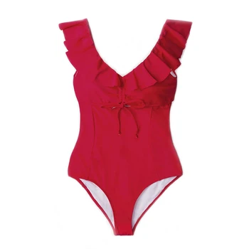 

Women's Summer One-piece Swimsuit Casual Solid Color Ruffled Decor Swimsuit Ladies Sexy Swimsuit For Women Hot Sale