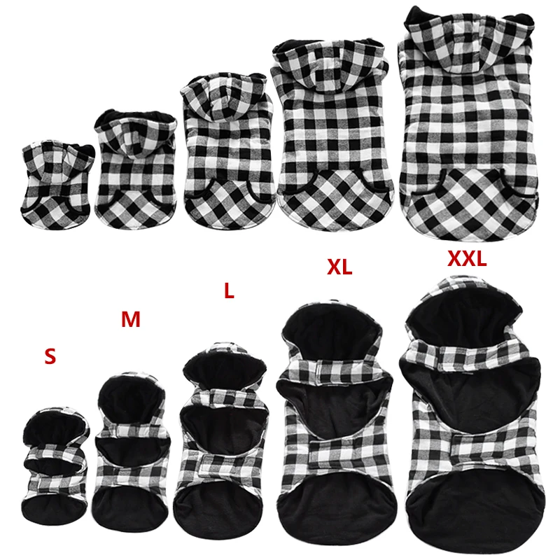 

Thicken Dog Jacket Warm Sweatshirt Pet Clothes For Small to Large Dogs Clothes Winter Plaid Pug Coat Pet Cat Hoodies S-XXL 35
