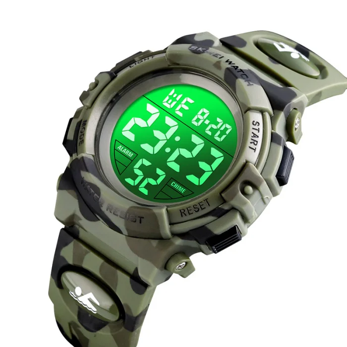 Sports Casual Students Electronic Watch Children Waterproof Camouflage LED Luminous Watch for Kids Boys LL@17