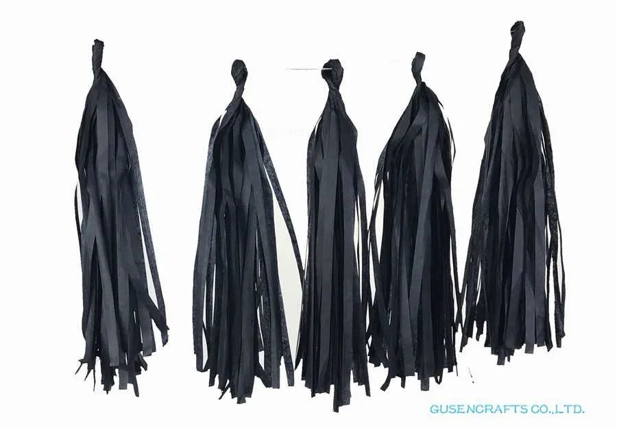 LS18.Black 5 шт./лот смешанные DIY тканевая бумага кисточка Гирлянда для Свадьбы Дети Единорог День Рождения украшения детский душ сувениры Поставки - Цвет: LS18.Black