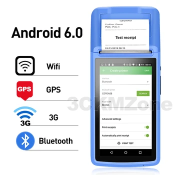 

Protable Android 6.0 Rugged PDA Handheld POS Printer 58mm Terminal PDA 3G WiFi Bluetooth with Camera speaker Receipt Pr