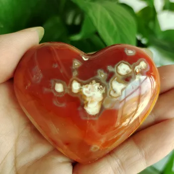 

Three natural red agate crystals heart home decoration crystal healing stones