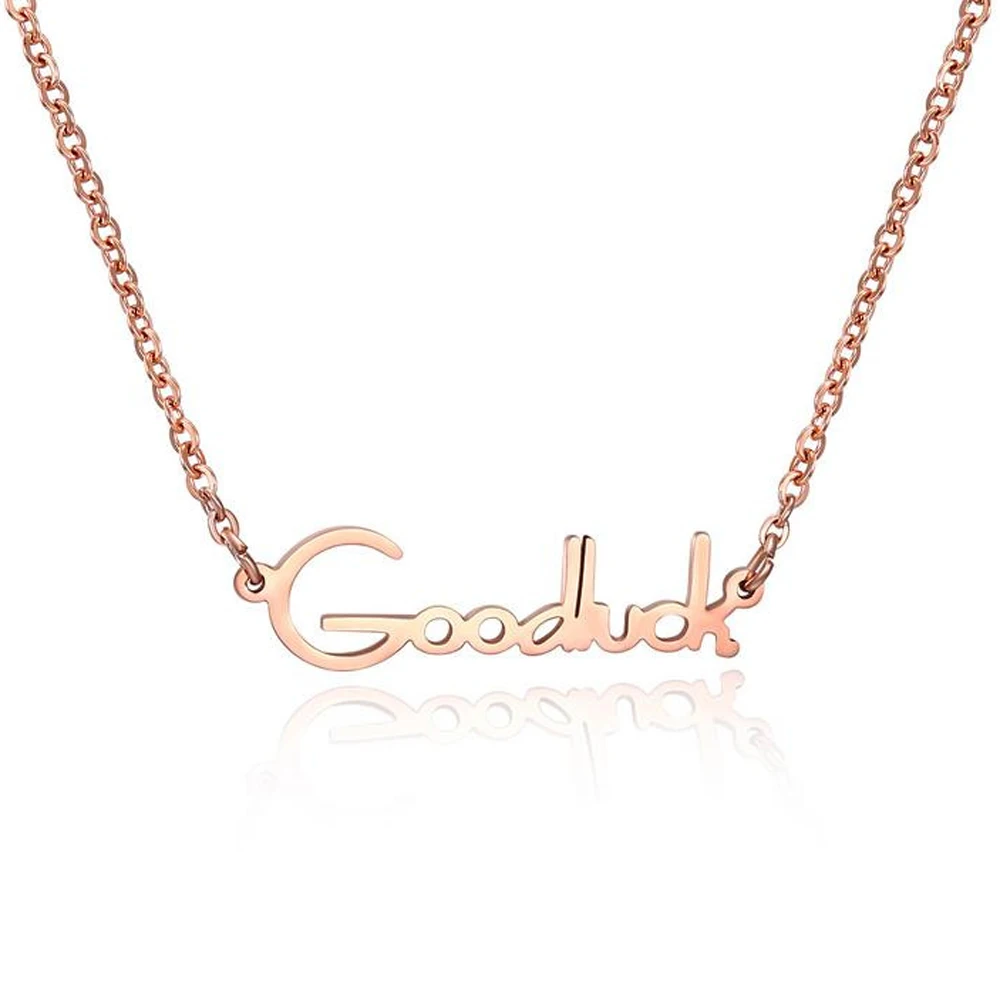 

Fashion Rose Gold Goodluck choker collares Pendant Necklaces For Women Trendy Stainless Steel Chain Collar Jewelry Wholesale
