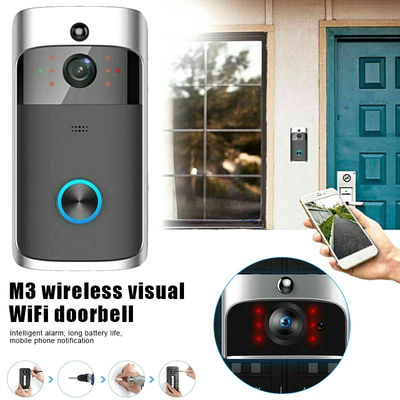 

WiFi Smart Video Doorbell HD Security Camera Wireless Intercom PIR Wide-Angle for Home ING-SHIPPING