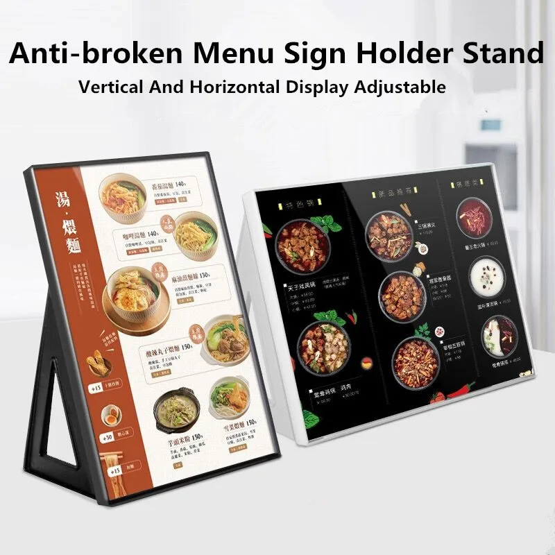 

A4 Acrylic Sign Holders Stand Picture Photo Frame Product Price Tag Holder Restaurant Table Menu Holder Display Stand Racks