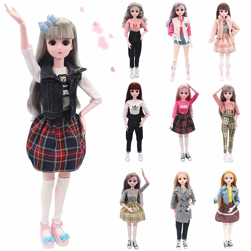 60CM BJD muñeca moda músculo blanco desnudo falda en combinación Chaleco de Jean Ropa Accesorios 1/3 chica regalo 4D ojos simulación pestañas|Muñecas| - AliExpress