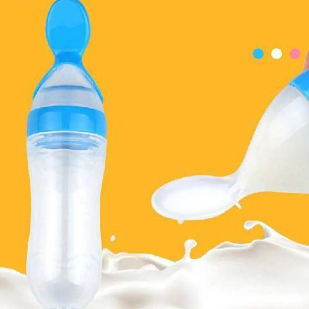 Безопасность для младенцев силиконовые кормления с ложкой Фидер еда риса бутылочка для каши