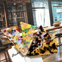 Новинка, треугольная заколка для волос для женщин и девочек, уксусная кислота, заколка, леопард, мрамор, геометрический, водослива, утконоса, шпилька, аксессуары для волос