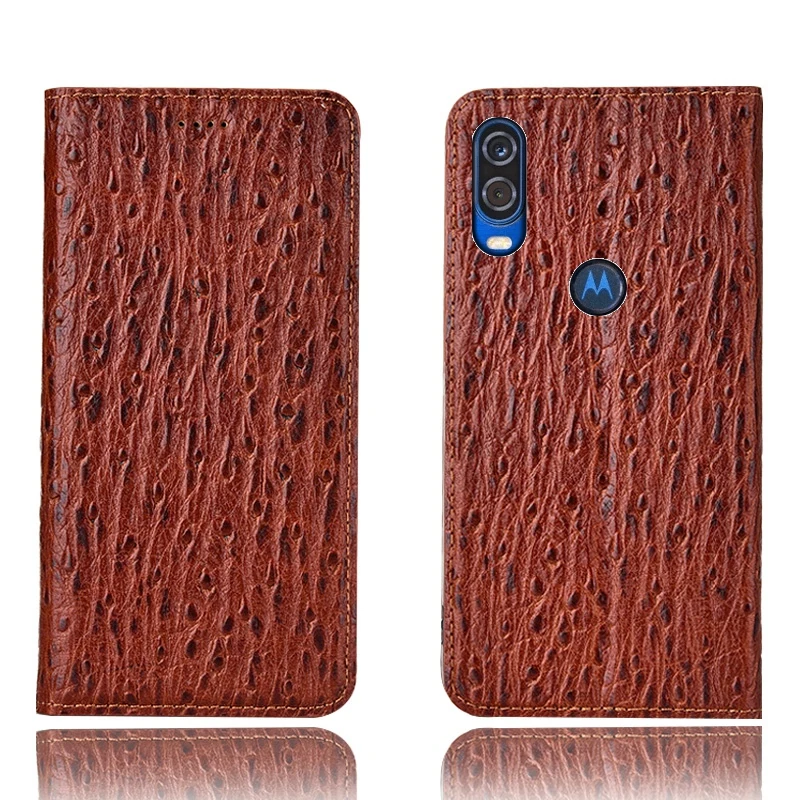 

Ostrich Pattern Genuine Leather Ultra Thin Card Slot Case For Motorola Moto P50/Motorola Moto P40/Moto P30 Magnetic Case Coque