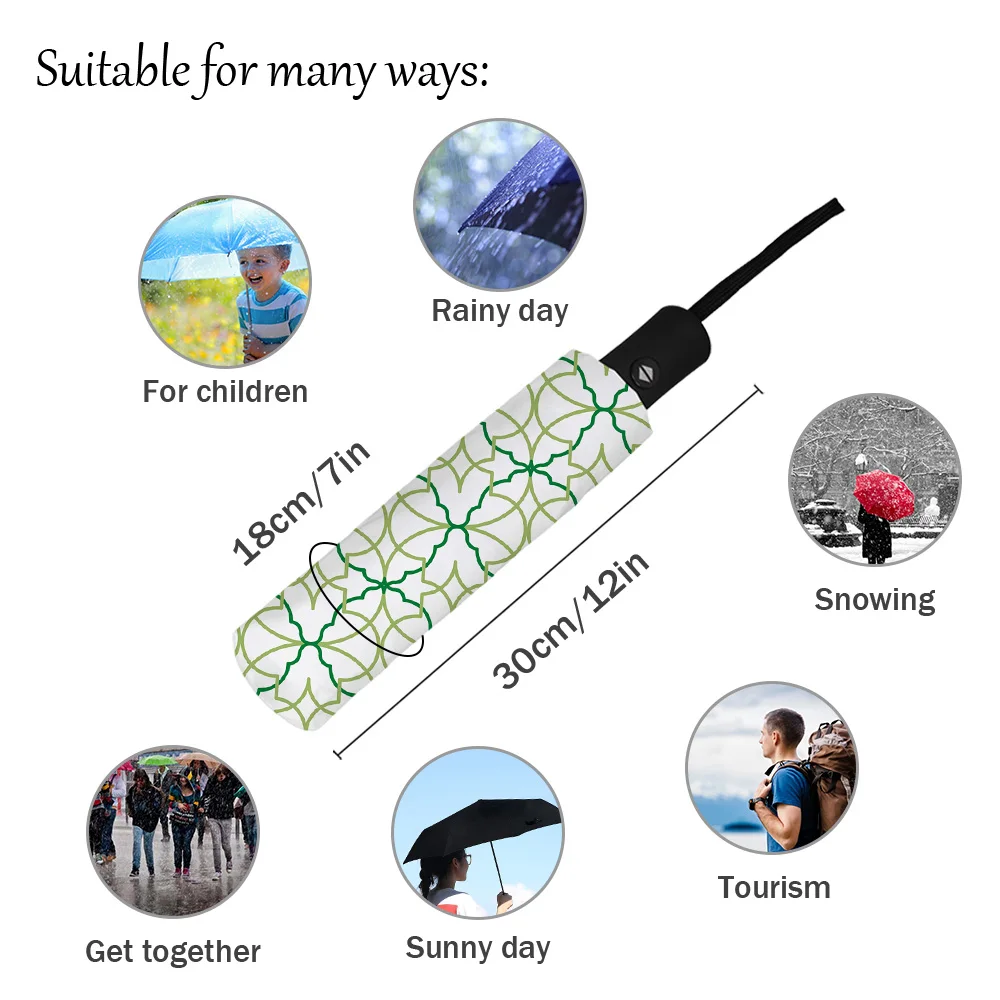 Geometric Map Morocco Design Three-folding Umbrella Wind Resistant Folding Fully-automatic Umbrella Sunny and Rainy Umbrella