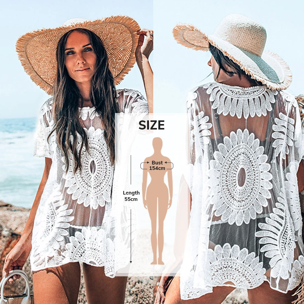 cover up beachwear CUPSHE White Crochet Bikini Cover Up with Fringe Trim Women Sexy Hollow Tunic Beach Dress 2021 Summer Bathing Suit Beachwear bathing suit wrap