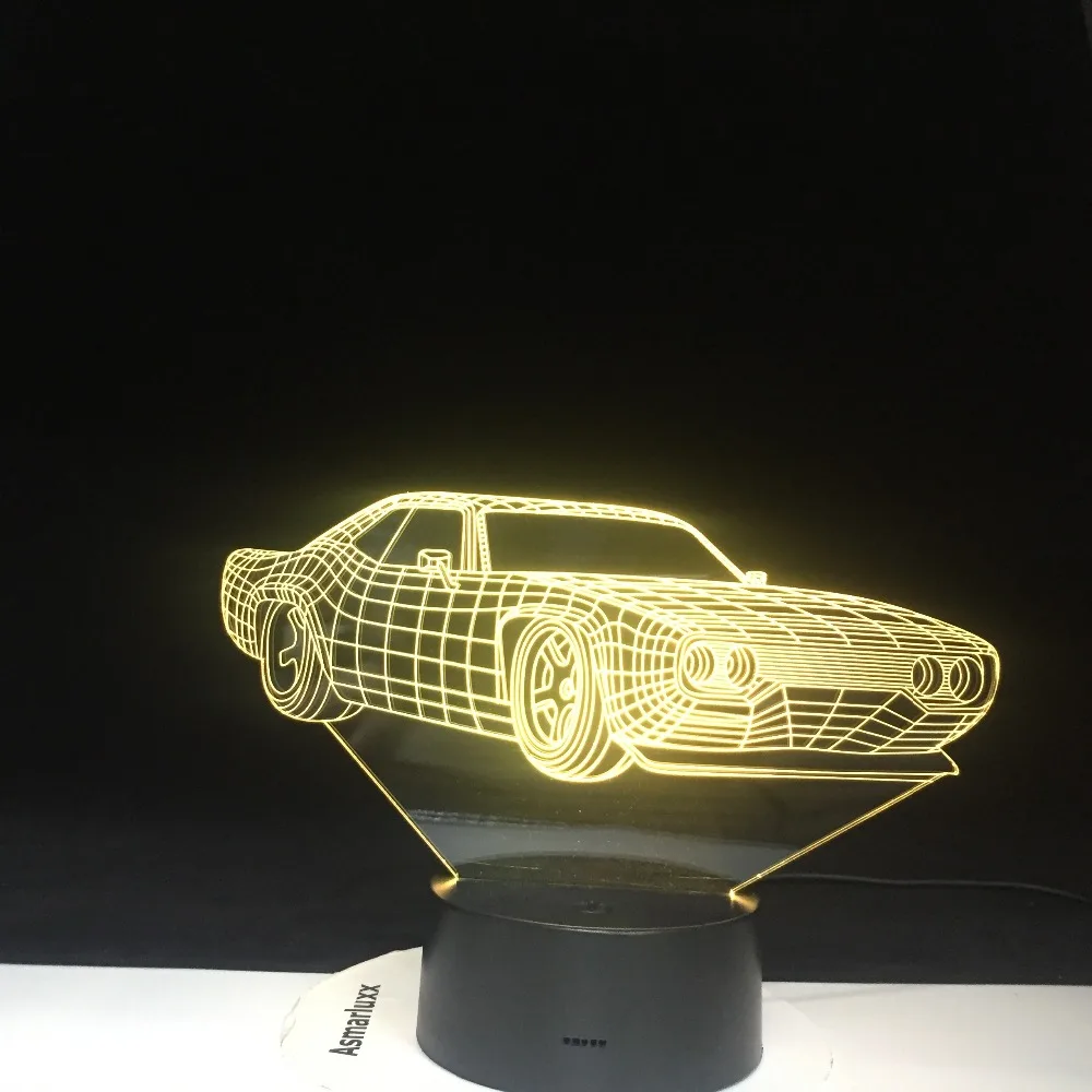 3D LED Car Shape Night Lights Colors Changing Visual Vehicle Luminaria Table Lamp Sleeping Lighting Home Decor Gifts 1461