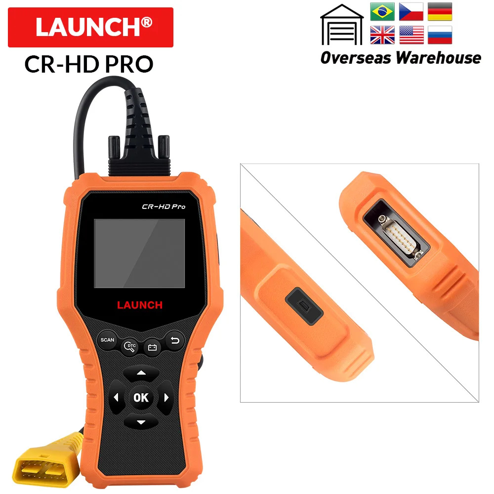 LAUNCH CR-HD Pro OBD2/HOBD truck/автомобильный диагностический инструмент OBDII/EOBD считыватель кодов X431 CR HD Pro сканер для 12 В/24 В бесплатное обновление