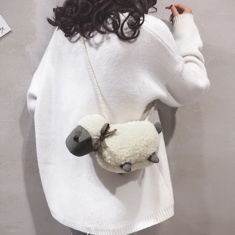 Cute Lamb Sheep Bunny Rabbit Plush Backpack Toys Crossbody Bag Shoulder Bags Soft Stuffed Animals Dolls Kids Girls Gift (2)