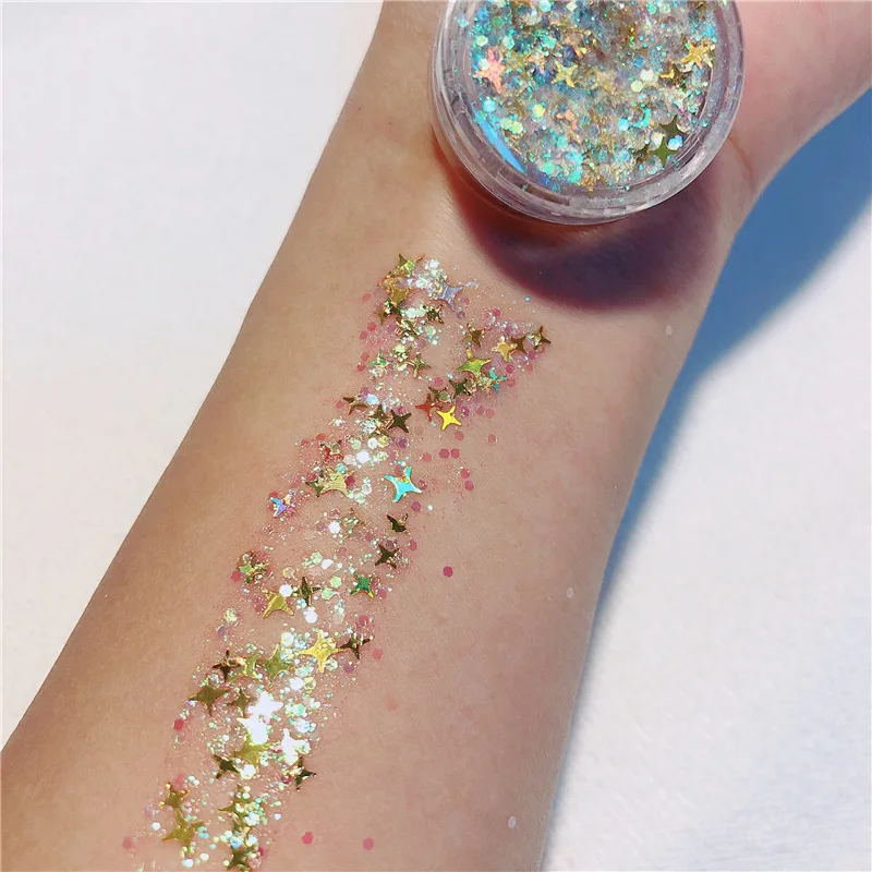 1pcs 24colors Pigment Eye Shadow Shimmer Sparkling Diamond Holographic Chunky Glitter Gel Sequins Mermaid Sequins Powder 5665